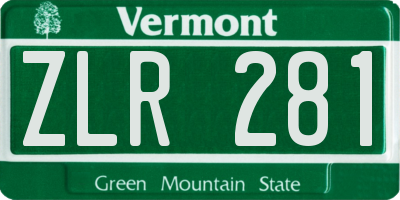 VT license plate ZLR281