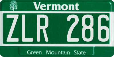 VT license plate ZLR286