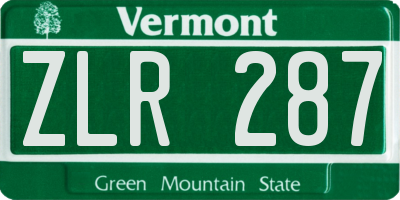 VT license plate ZLR287