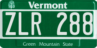 VT license plate ZLR288