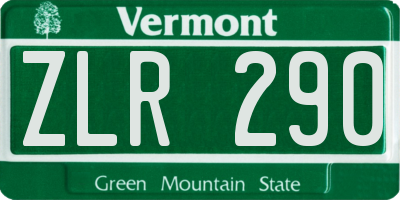 VT license plate ZLR290