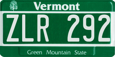 VT license plate ZLR292