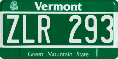 VT license plate ZLR293