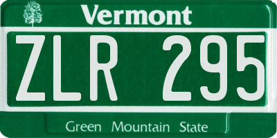 VT license plate ZLR295