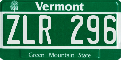 VT license plate ZLR296