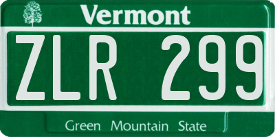 VT license plate ZLR299