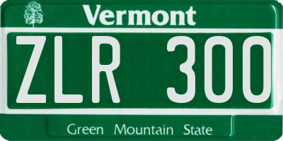 VT license plate ZLR300