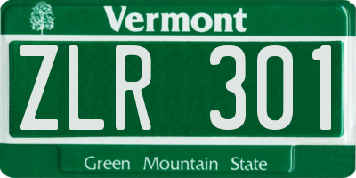 VT license plate ZLR301