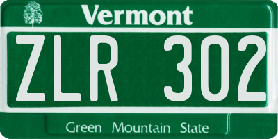 VT license plate ZLR302