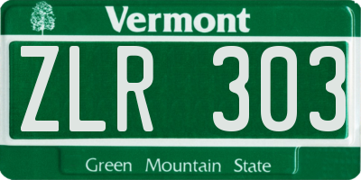 VT license plate ZLR303