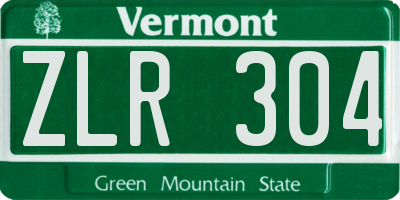 VT license plate ZLR304