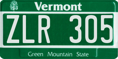 VT license plate ZLR305