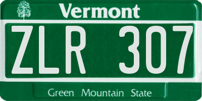 VT license plate ZLR307