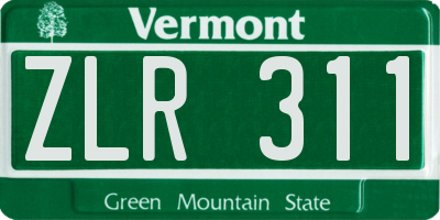 VT license plate ZLR311