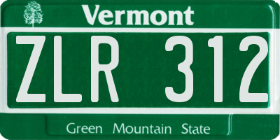 VT license plate ZLR312
