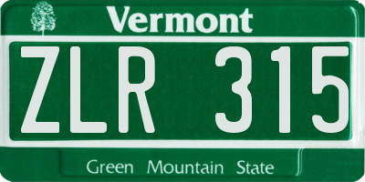VT license plate ZLR315