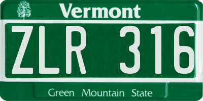 VT license plate ZLR316