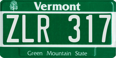 VT license plate ZLR317