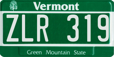 VT license plate ZLR319
