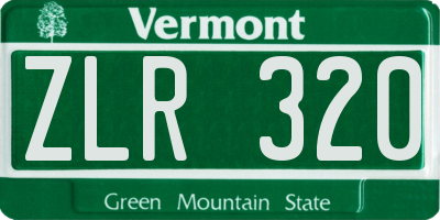 VT license plate ZLR320