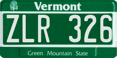 VT license plate ZLR326