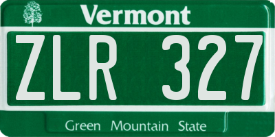 VT license plate ZLR327
