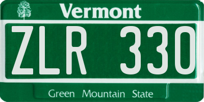 VT license plate ZLR330