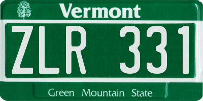 VT license plate ZLR331