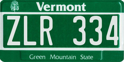 VT license plate ZLR334