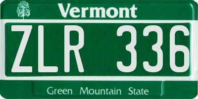 VT license plate ZLR336