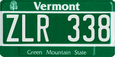 VT license plate ZLR338