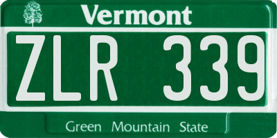 VT license plate ZLR339