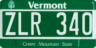 VT license plate ZLR340