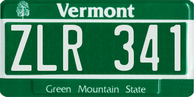 VT license plate ZLR341