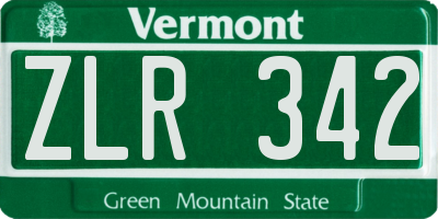 VT license plate ZLR342