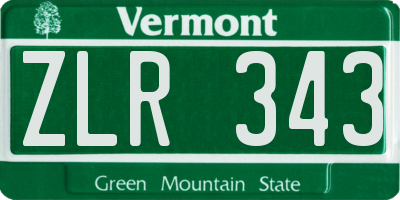 VT license plate ZLR343