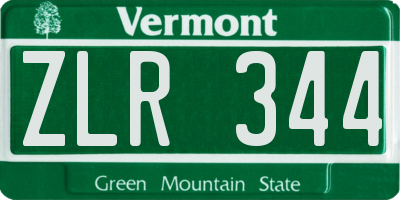 VT license plate ZLR344