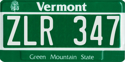 VT license plate ZLR347