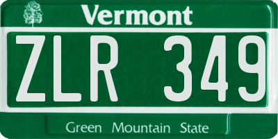 VT license plate ZLR349