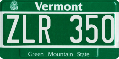 VT license plate ZLR350