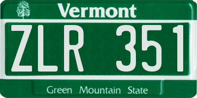 VT license plate ZLR351