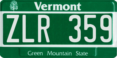 VT license plate ZLR359