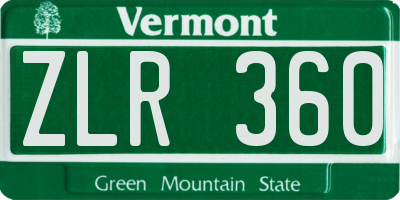 VT license plate ZLR360
