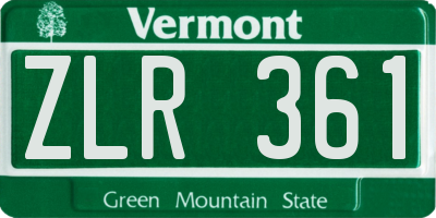 VT license plate ZLR361