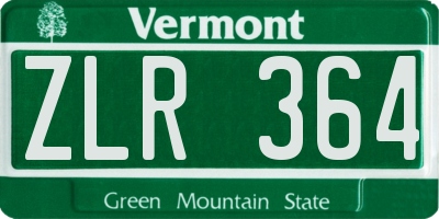 VT license plate ZLR364