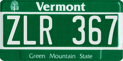 VT license plate ZLR367