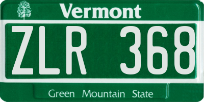 VT license plate ZLR368