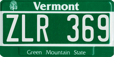 VT license plate ZLR369