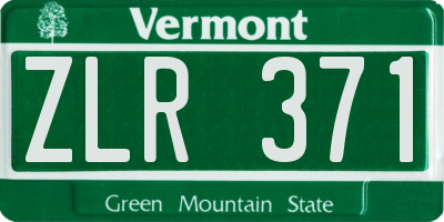 VT license plate ZLR371