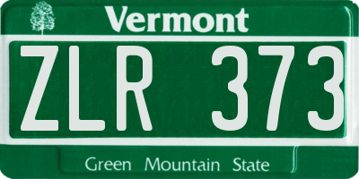 VT license plate ZLR373